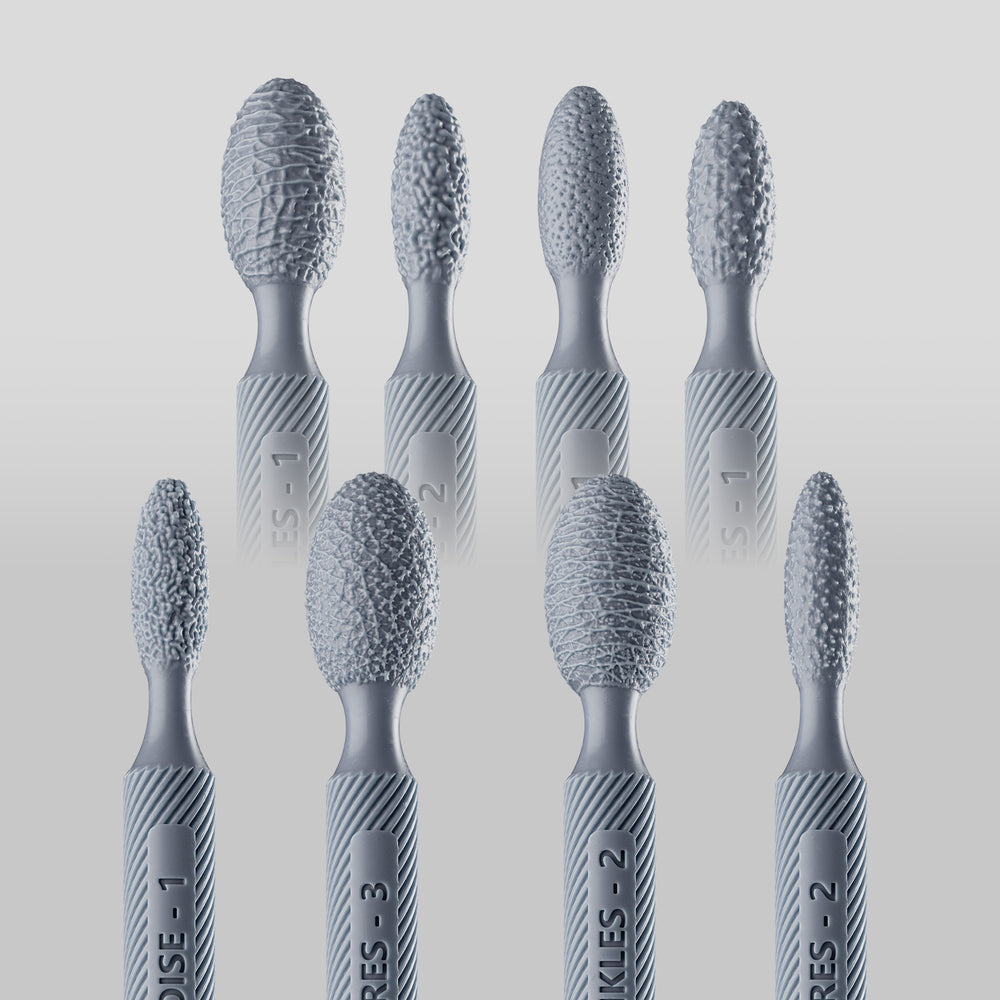 Set of eight textured clay sculpting tools for detailed artistry in sculpture clay projects.